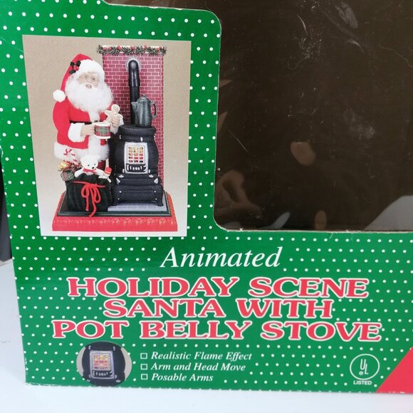 1994 HOLIDAY CREATIONS ANIMATED HOLIDAY SCENE SANTA WITH POT BELLY STOVE - Picture 4 of 16